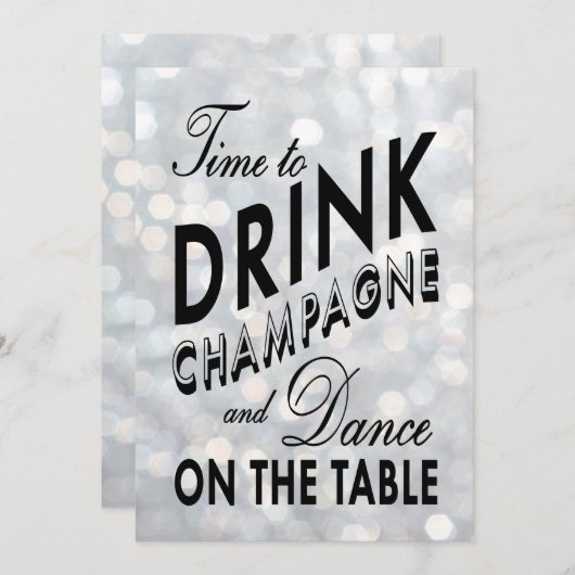 Sparkly 40th Birthday Time to Drink Champagne Kaart (Voorkant / Achterkant)