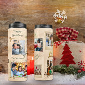 Sparkly 6 Fotocollage Goud & Perzik Kerstmis Thermosbeker