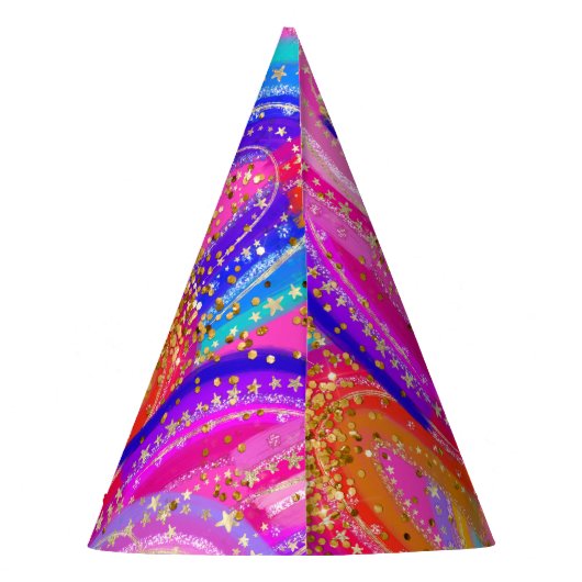 Sparkly 6th Rainbow Sequin Gold Glitter Maximalist Feesthoedjes (Achterkant)