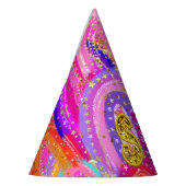 Sparkly 6th Rainbow Sequin Gold Glitter Maximalist Feesthoedjes (Links)