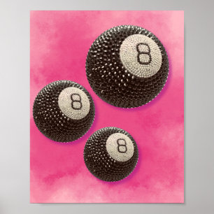 Sparkly 8 Ball Glam Design, Fun Lucky Charm Poster