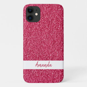 Sparkly aangepaste tekst Girly roze glitter Case-Mate iPhone Case