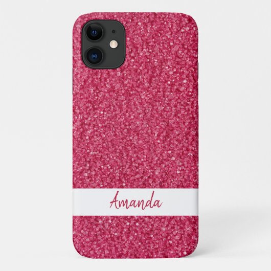 Sparkly aangepaste tekst Girly roze glitter Case-Mate iPhone Case (Achterkant)