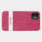 Sparkly aangepaste tekst Girly roze glitter Case-Mate iPhone Case (Achterkant (horizontaal))