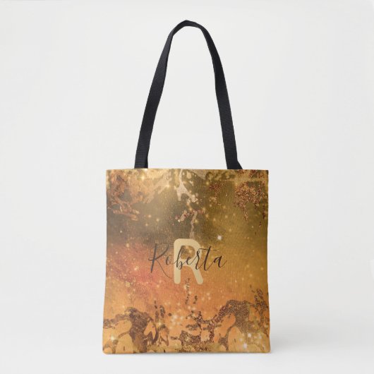 Sparkly Abstract Copper Bronze Modern Glam Tote Bag (Voorkant)