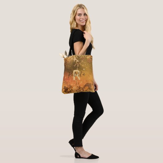Sparkly Abstract Copper Bronze Modern Glam Tote Bag (Op model)