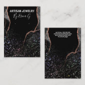 Sparkly Agate Black en Roos Gold Earning-kaarten Visitekaartje (Voorkant / Achterkant)