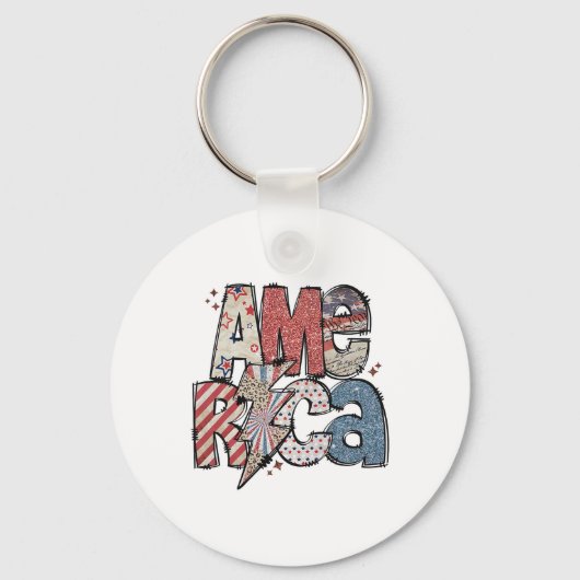 Sparkly America 4 juli Amerikaanse Onafhankelijkhe Sleutelhanger (Voorkant)
