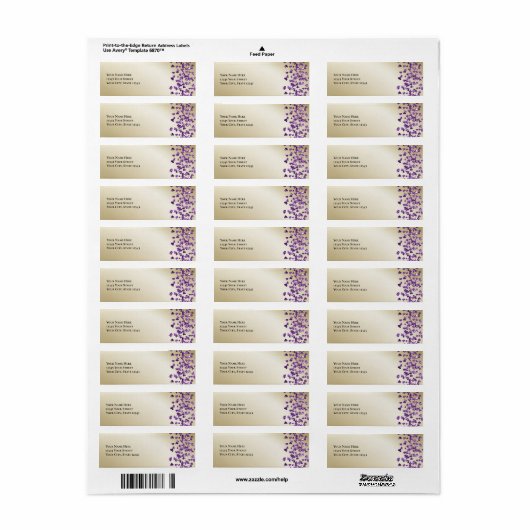 Sparkly Amethist en Gouden Glitter Harten Etiket (Full Sheet)