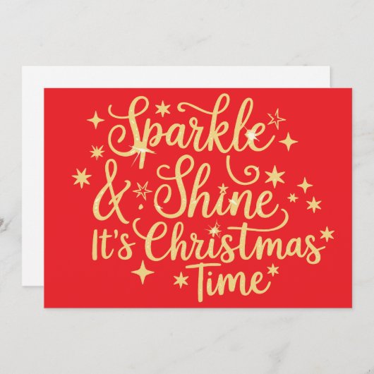 Sparkly and Shine Het is Kerstmis Tijd Glitter Ker Feestdagenkaart (Voorkant / Achterkant)