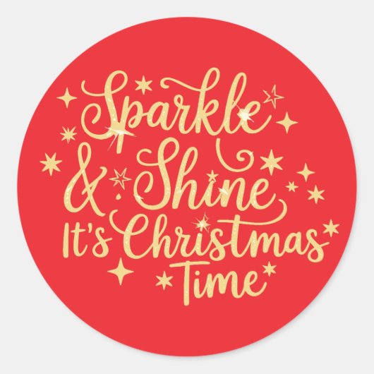 Sparkly and Shine Het is Kerstmis Tijd Glitter Ker Ronde Sticker (Voorkant)