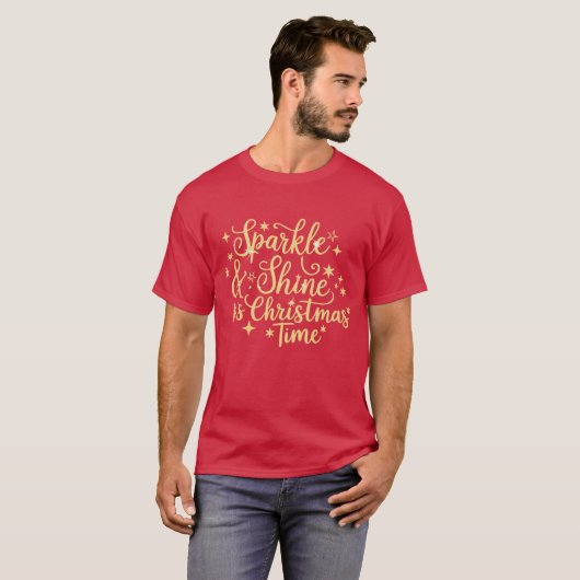 Sparkly and Shine Het is Kerstmis Tijd Glitter Ker T-shirt (Voorkant volledig)