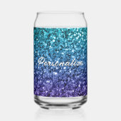 Sparkly aqua blauw Ombre sparkles Aangepaste tekst Blikvorm Glas (Voorkant)