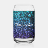 Sparkly aqua blauw Ombre sparkles Aangepaste tekst Blikvorm Glas (Achterkant)