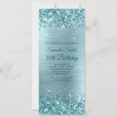 Sparkly Aqua Blauwgroen Glitter Blue Folie 50th Bi Kaart (Voorkant)