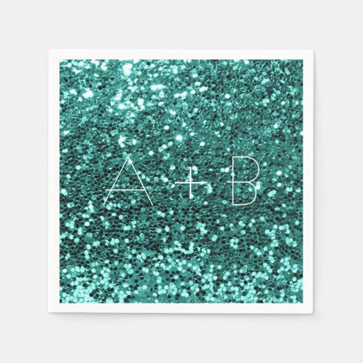 Sparkly Aqua Blauwgroen Mint Sequin Sparkly Glitte Servet (Voorkant)