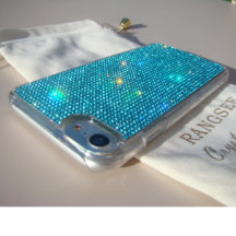 Sparkly Aqua Blue Crystal iPhone 7/8 Clear Hoesje