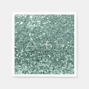 Sparkly Aqua Mint Green Sequin Sparkly Glitter Servetten