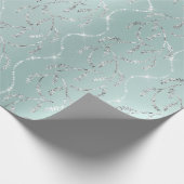 Sparkly Aqua Ocean Laurel Floral Silver Diamonds Cadeaupapier (Hoek)