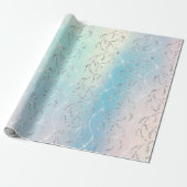 Sparkly Aqua Opal Laurel Floral Silver Diamonds Cadeaupapier (Uitgerold)
