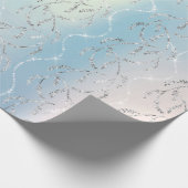 Sparkly Aqua Opal Laurel Floral Silver Diamonds Cadeaupapier (Hoek)