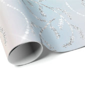 Sparkly Aqua Opal Laurel Floral Silver Diamonds Cadeaupapier (Rol Hoek)