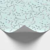Sparkly Aquatic Pastel Laurel Silver Diamonds Cadeaupapier (Hoek)