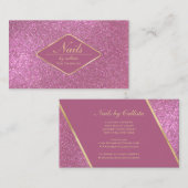 Sparkly Berry Pink Gold Glitter Make-up Nails Lash Visitekaartje (Voorkant / Achterkant)