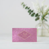 Sparkly Berry Pink Gold Glitter Make-up Nails Lash Visitekaartje (Staand voorkant)