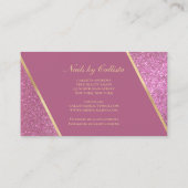 Sparkly Berry Pink Gold Glitter Make-up Nails Lash Visitekaartje (Achterkant)