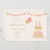 Sparkly Birthday Party Invitation Kaart (Voorkant / Achterkant)