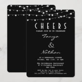 Sparkly Black Elegant Repetitie Diner Uitnodiging (Voorkant / Achterkant)