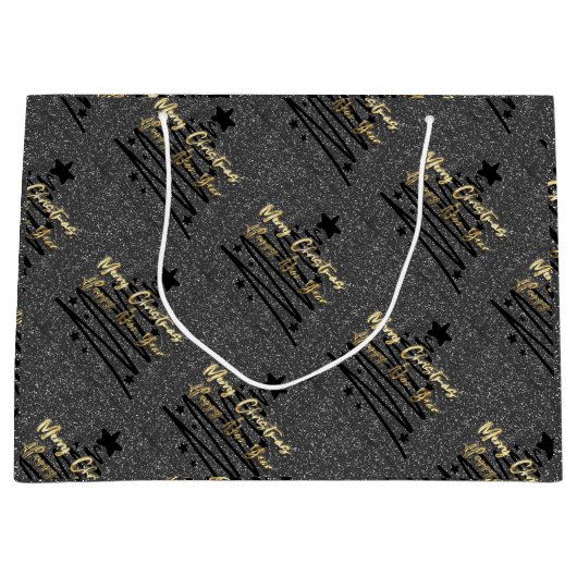Sparkly Black Gift Bag Groot Cadeauzakje (Voorkant)