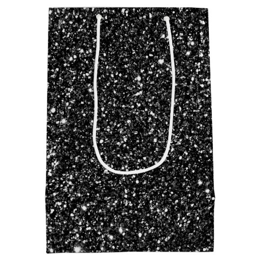 Sparkly Black Glitter Medium Cadeauzakje (Achterkant)