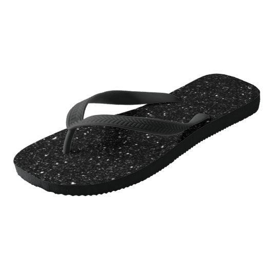 Sparkly black Glitter Shiny Teenslippers (Schuin)