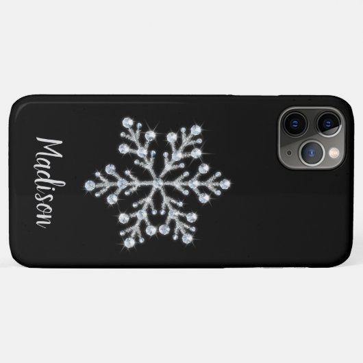 Sparkly Black Monogram iPhone Case (Achterkant (horizontaal))