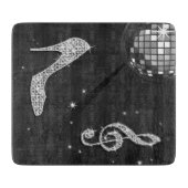 Sparkly Black Music Note & Stiletto Hiel Snijplank (Voorkant)