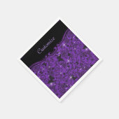 Sparkly Black & Paarse Butterfly Floral Napkins Servet (Hoek)