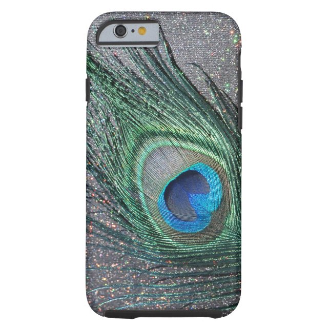 Sparkly Black Peacock Feather-nog leven Case-Mate iPhone Case (Achterkant)