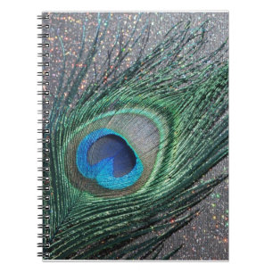Sparkly Black Peacock Feather-nog leven Notitieboek