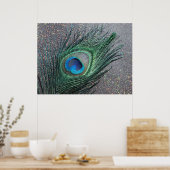 Sparkly Black Peacock Feather-nog leven Poster (Keuken)