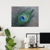 Sparkly Black Peacock Feather-nog leven Poster (Thuiskantoor)