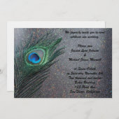 Sparkly Black Peacock Wedding Kaart (Voorkant / Achterkant)