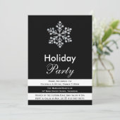 Sparkly Black & White Corporate Holiday Invite Kaart (Staand voorkant)