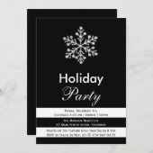 Sparkly Black & White Corporate Holiday Invite Kaart (Voorkant / Achterkant)