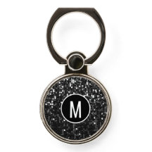 Sparkly Black White Sequin Glitter Monogramed