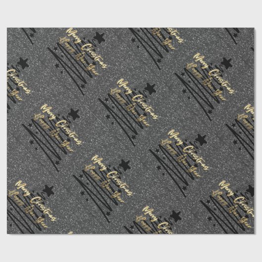 Sparkly Black Wrapping Paper Cadeaupapier (Vlak)