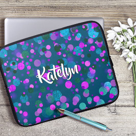 Sparkly blauwgroen blauw paars confetti stippen do laptop sleeve
