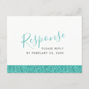 Sparkly Blauwgroen Blue RSVP Response BRIEFKAART