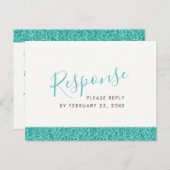 Sparkly Blauwgroen Blue RSVP Response BRIEFKAART (Voorkant / Achterkant)